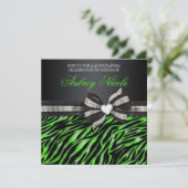 Chic Zebra Quinceñera Einladung mit Juwelen (Stehend Vorderseite)