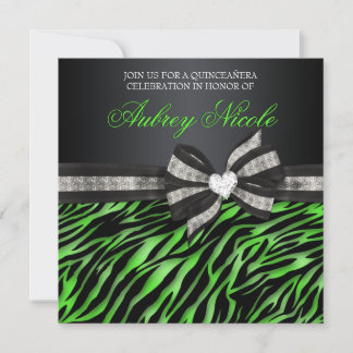 Chic Zebra Quinceñera Einladung mit Juwelen