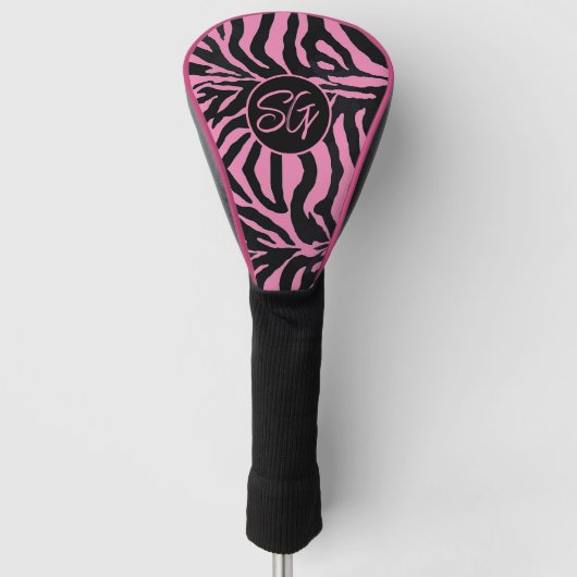 Chic Zebra Rosa und Schwarz Golf Headcover (Vorderseite)