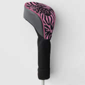 Chic Zebra Rosa und Schwarz Golf Headcover (angewinkelt)