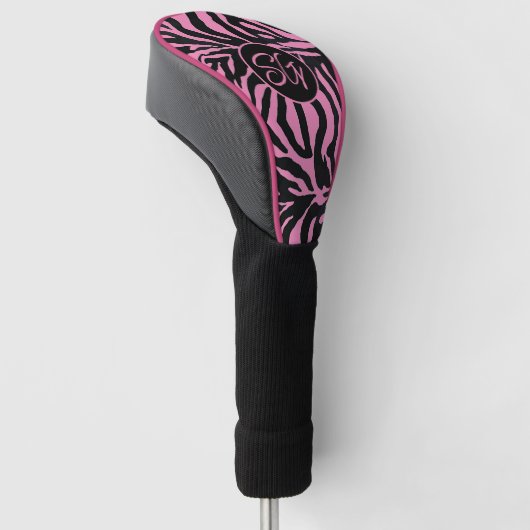 Chic Zebra Rosa und Schwarz Golf Headcover (angewinkelt)