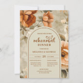 Chic Zeitlos Kupfer Beige Oliv Blumen Probehochzei Einladung (Vorderseite)