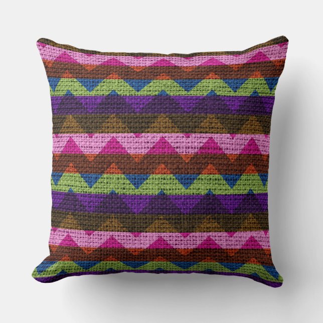 Chic Zickzack Burlap Rustic #40 Kissen (Vorderseite)