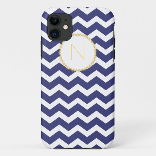 Chic Zickzack iPhone Fall-Marine u. Weiß mit Case-Mate iPhone Hülle (Rückseite)