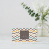 Chic Zickzack Modern Beruflich Business Card Visitenkarte (Stehend Vorderseite)