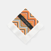 Chic Zickzack Muster Schwarz Grau Orange mit Name Serviette (Ecke)