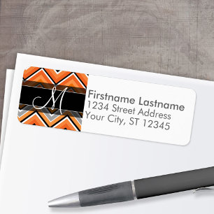 Chic Zickzack Pattern Black Gray Orange Monogram