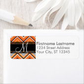 Chic Zickzack Pattern Black Gray Orange Monogram (Insitu)