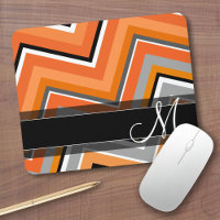 Chic Zickzack Pattern Black Gray Orange Monogram
