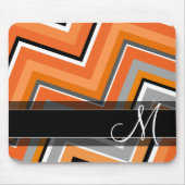 Chic Zickzack Pattern Black Gray Orange Monogram Mousepad (Vorne)