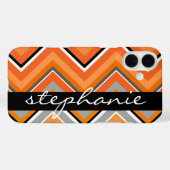 Chic Zickzack Pattern Black Gray Orange Skriptname Case-Mate iPhone Hülle (Rückseite (Horizontal))