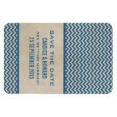 Chic Zickzack Save the Date Magnet, blau Magnet (Horizontal)