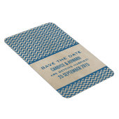 Chic Zickzack Save the Date Magnet, blau Magnet (Rechte Seite)