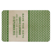 Chic Zickzack Save the Date Magnet, Green Magnet (Horizontal)