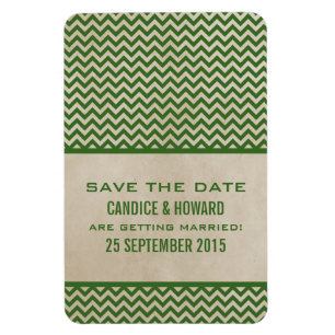 Chic Zickzack Save the Date Magnet, Green Magnet