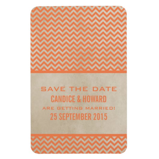 Chic Zickzack Save the Date Magnet, Orange Magnet (Vertikal)
