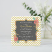 Chic-Zickzack und BlumenBrautparty-Einladung Einladung (Stehend Vorderseite)