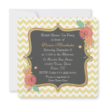 Chic-Zickzack und BlumenBrautparty-Einladung