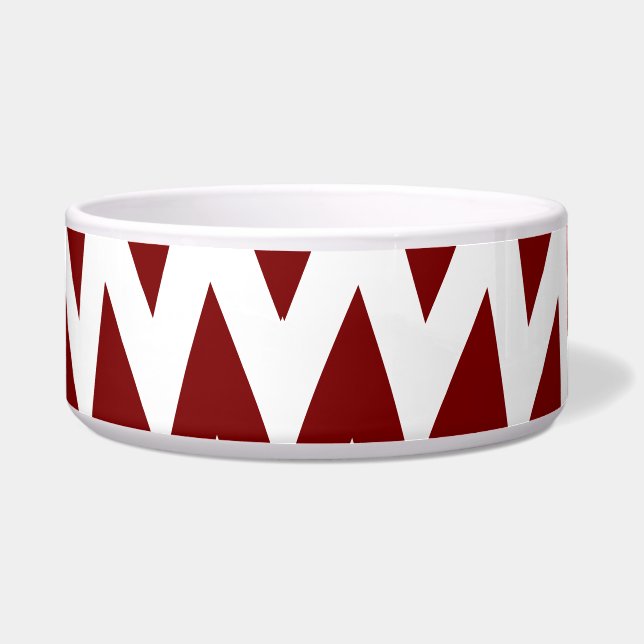 Chic Zigzag Pet Bowl - Brown & White Strip Design Napf (Vorderseite)