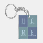 Chic "ZUHAUSE" in Blau und Grau Schlüsselanhänger (Vorderseite links)