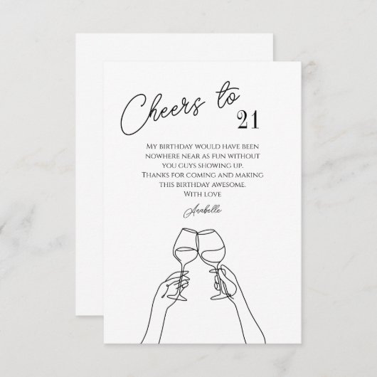 Chic zum 21. Party Dankeskarte (Vorne/Hinten)