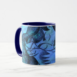 Chica con su gato tasse