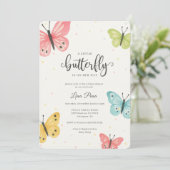 Chica de invitación a Baby Shower para mariposa Einladung (Stehend Vorderseite)