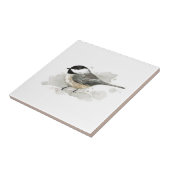 Chicadee auf der White Keramik Tile Fliese (Seite)