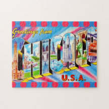 Chicago 11x14 farbenfrohes Postkarten-Puzzle