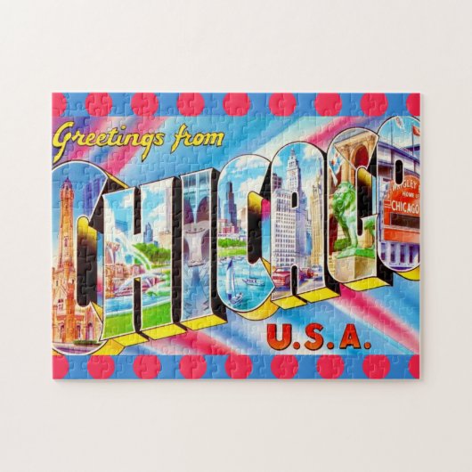 Chicago 11x14 farbenfrohes Postkarten-Puzzle Puzzle (Horizontal)