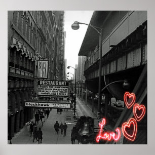 Chicago 1960er Blackhawk Restaurant Sign Street Poster