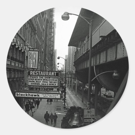 Chicago 1960er Blackhawk Restaurant Sign Street Runder Aufkleber (Vorderseite)