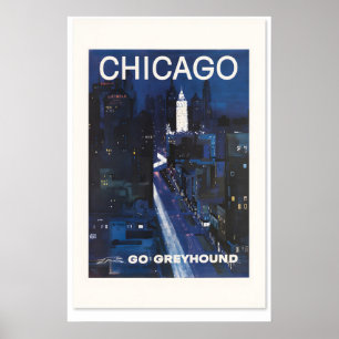 Chicago 1960er Jahre Vintage Reiseposter Klassiker Poster