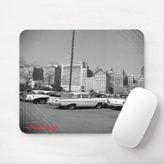 Chicago 1964 Skyline und schöne Tailfin Cars Mousepad (Mit Mouse)
