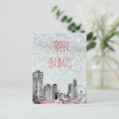 Chicago 2021 Skyline Happy Holidays Postkarte (Stehend Vorderseite)