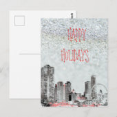 Chicago 2021 Skyline Happy Holidays Postkarte (Vorne/Hinten)