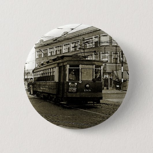 CHICAGO 63RD UND WESTERN 1952 TROLLEY ART SEPIA BUTTON (Vorderseite)