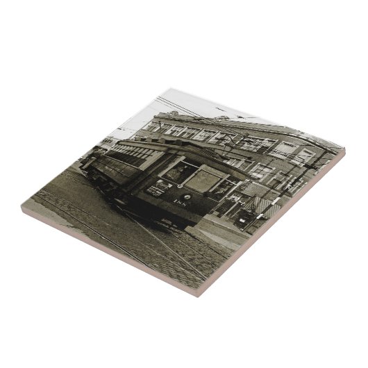 CHICAGO 63RD UND WESTERN 1952 TROLLEY ART SEPIA FLIESE (Seite)