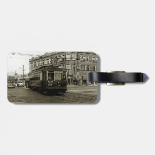 CHICAGO 63RD UND WESTERN 1952 TROLLEY ART SEPIA GEPÄCKANHÄNGER