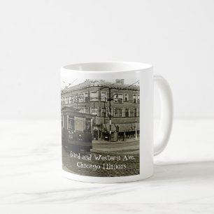 CHICAGO 63RD UND WESTERN 1952 TROLLEY ART SEPIA KAFFEETASSE