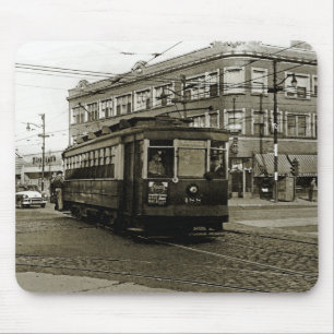 CHICAGO 63RD UND WESTERN 1952 TROLLEY ART SEPIA MOUSEPAD
