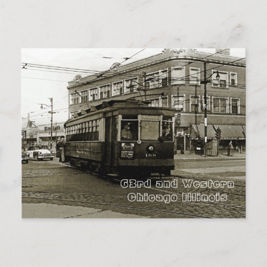 CHICAGO 63RD UND WESTERN 1952 TROLLEY ART SEPIA POSTKARTE (Vorderseite)