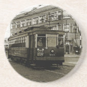 CHICAGO 63RD UND WESTERN 1952 TROLLEY ART SEPIA SANDSTEIN UNTERSETZER (Vorne)