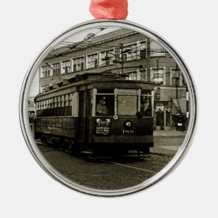 CHICAGO 63RD UND WESTERN 1952 TROLLEY ART SEPIA SILBERNES ORNAMENT
