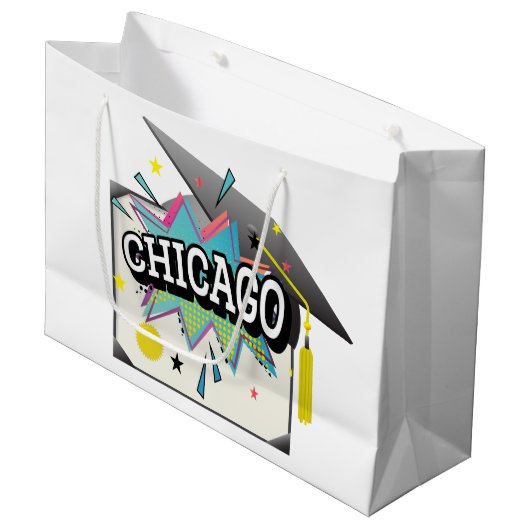 Chicago Absolvent Große Geschenktüte (Vorderseite Schrägansicht)