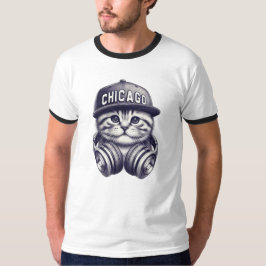 Chicago Adorable Cat wDJ Headphones T-Shirt