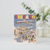 Chicago Airplane Vintage Travel Postcard Postkarte (Stehend Vorderseite)