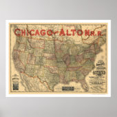 Chicago & Alton Railroad Map 1883 Poster (Vorne)