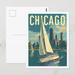 Chicago Amerika Vintage Berühmter Reiseort Postkarte