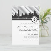 Chicago-Anker-Monogramm-Hochzeits-Einladung Einladung (Stehend Vorderseite)